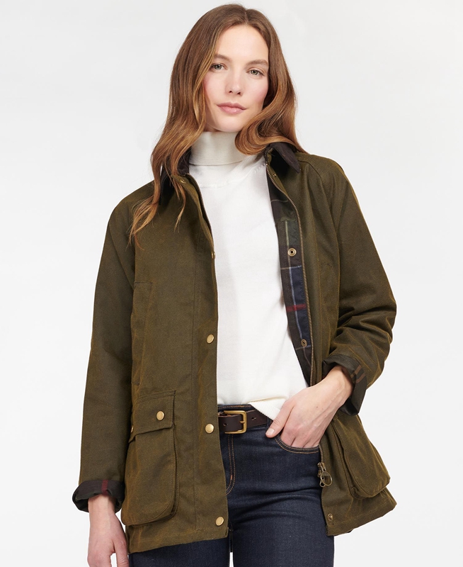 Barbour Acorn Waxed Baumwoll Gewachste Jacke Damen Grün | LWZJEA-814