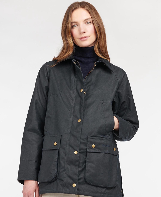 Barbour Acorn Waxed Baumwoll Gewachste Jacke Damen Blau | WQUJHL-174