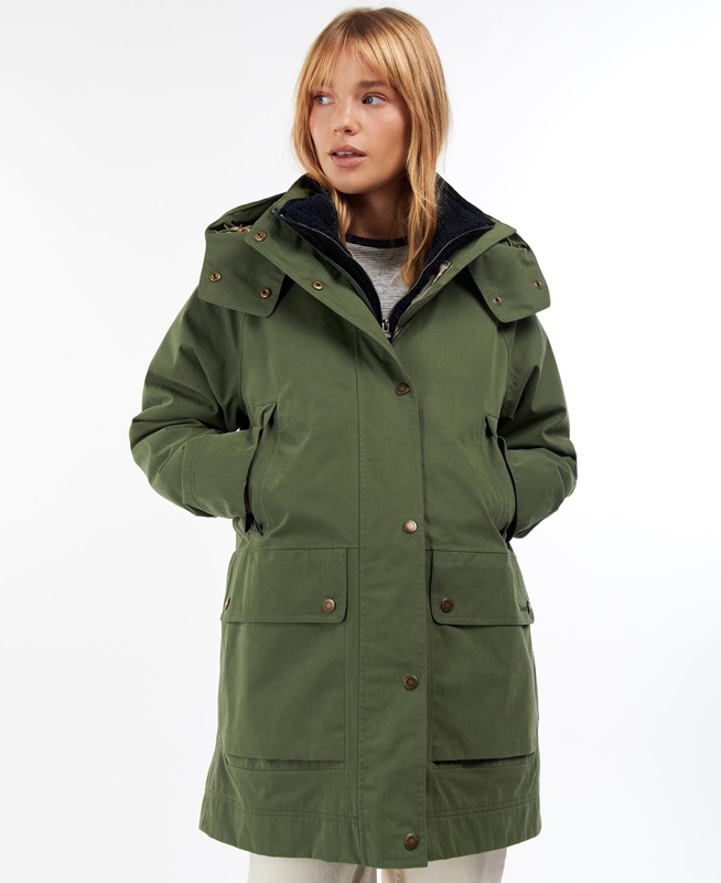 Barbour Clary Wasserdichte Jacke Damen Grün | FUQGBN-905