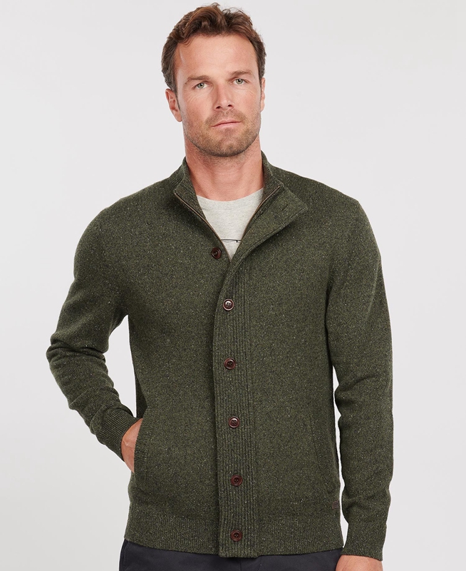 Barbour Essential Cardigan Tisbury Zip Through Pullover Herren Grün | JNTAZS-984