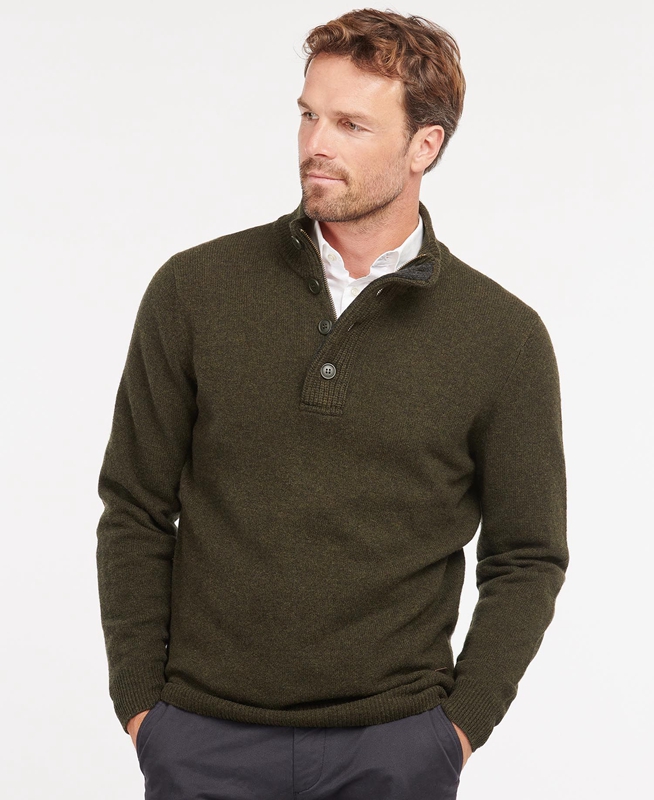 Barbour Essential Patch Half Zip Pullover Herren Olivgrün | JOZXBU-853