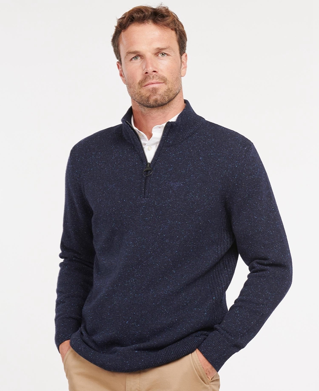 Barbour Essential Tisbury Half Zip Pullover Herren Navy | HTIQNO-479