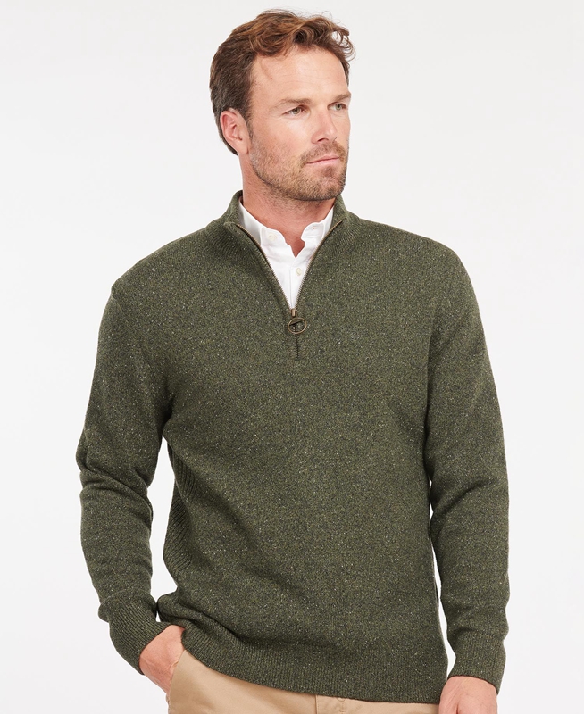 Barbour Essential Tisbury Half Zip Pullover Herren Olivgrün | ILXRPT-856