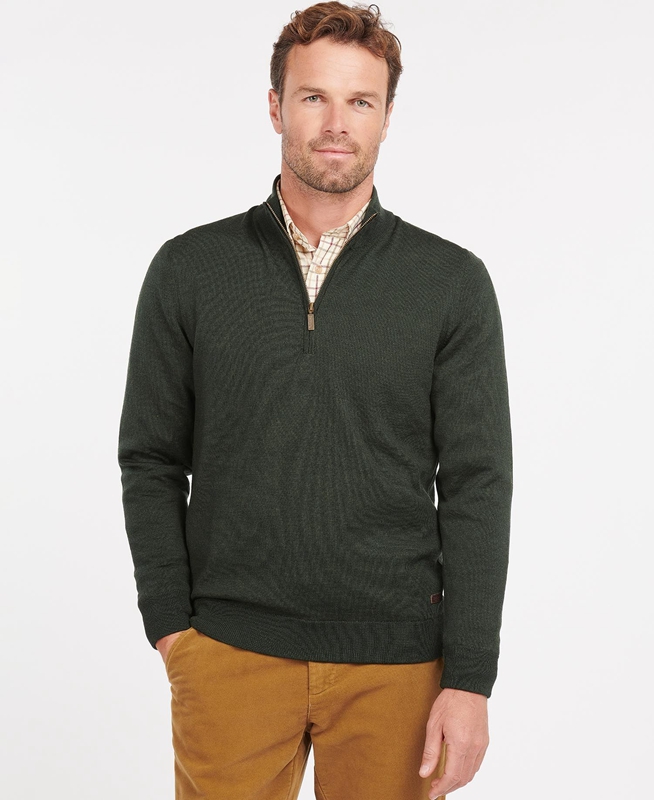 Barbour Gamlan Half Zip Pullover Herren Grün | DEAZWP-751