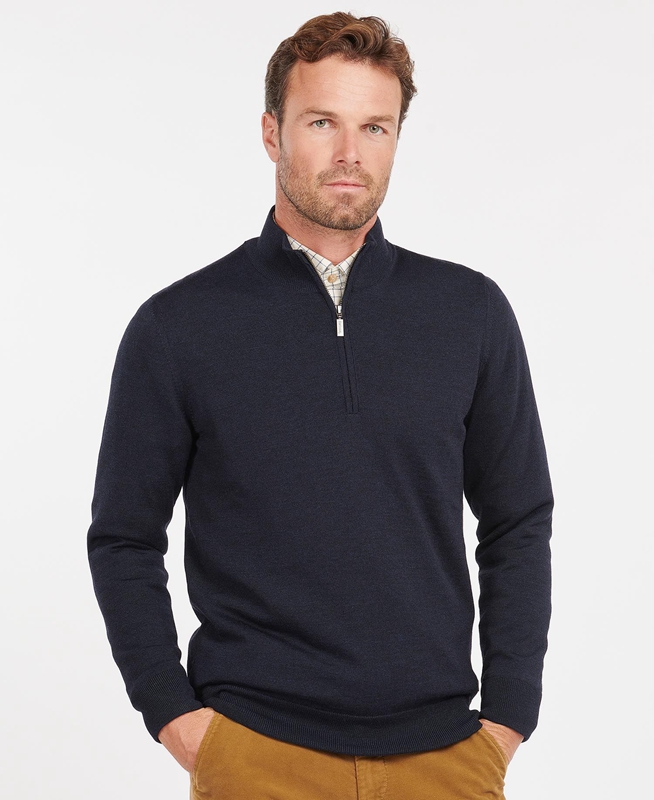 Barbour Gamlan Half Zip Pullover Herren Blau | JAUDWG-658