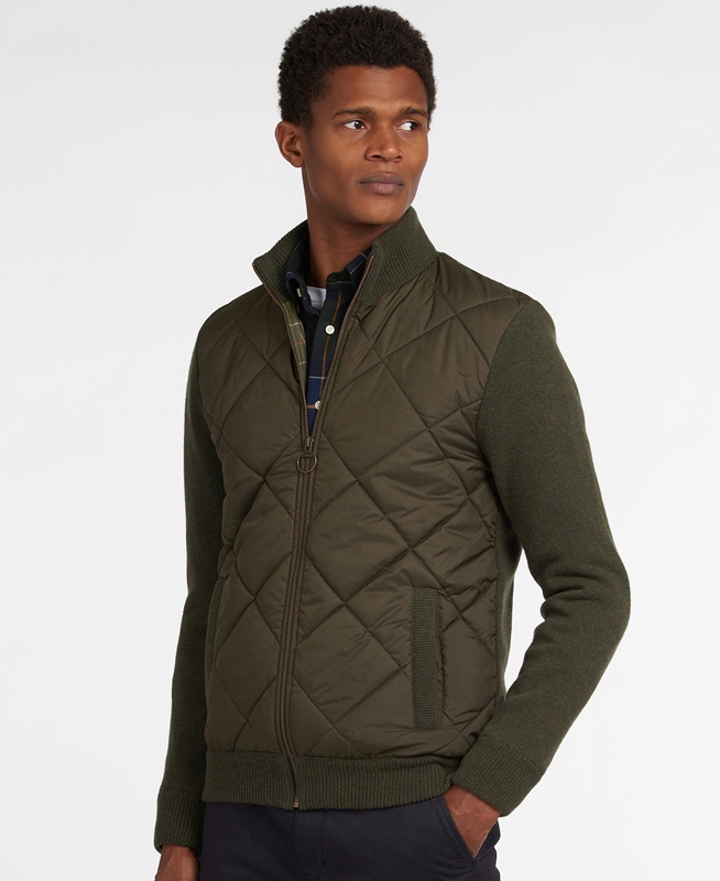 Barbour Jacke Arch Diamond Quilt Knit Pullover Herren Olivgrün | NTOHBY-217