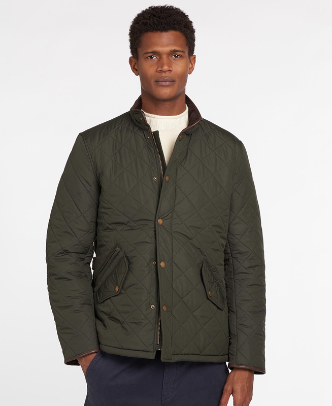 Barbour Powell Steppjacke Herren Olivgrün | HYQFVW-537