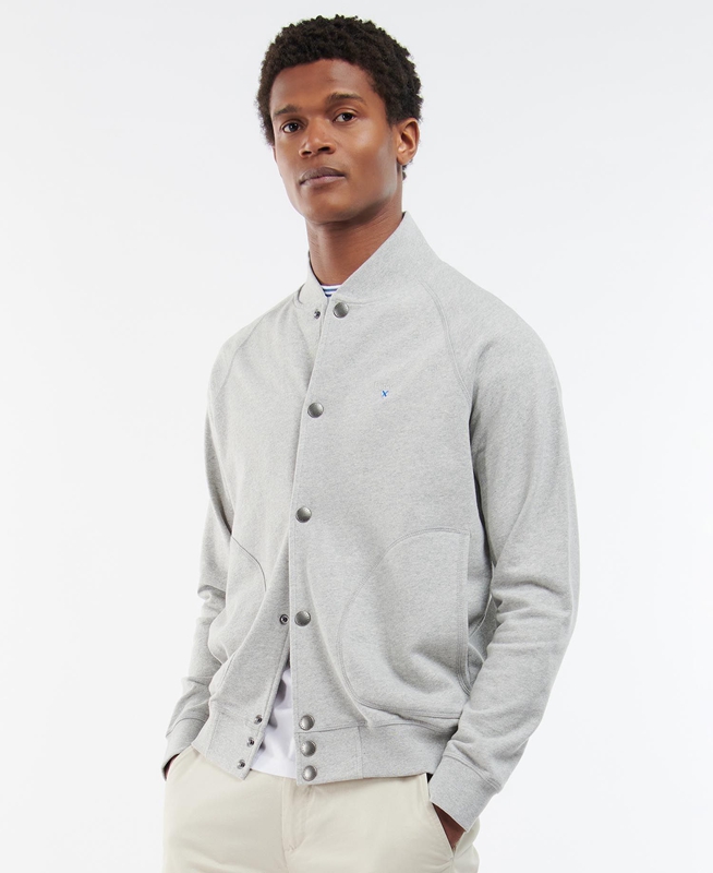 Barbour Whitewell Button Thru Sweatshirts Herren Grau | UXCZYT-394