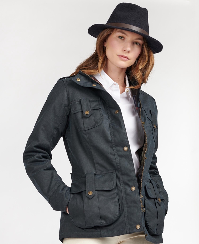 Barbour Winter Defence Gewachste Jacke Damen Blau | USVXPL-821