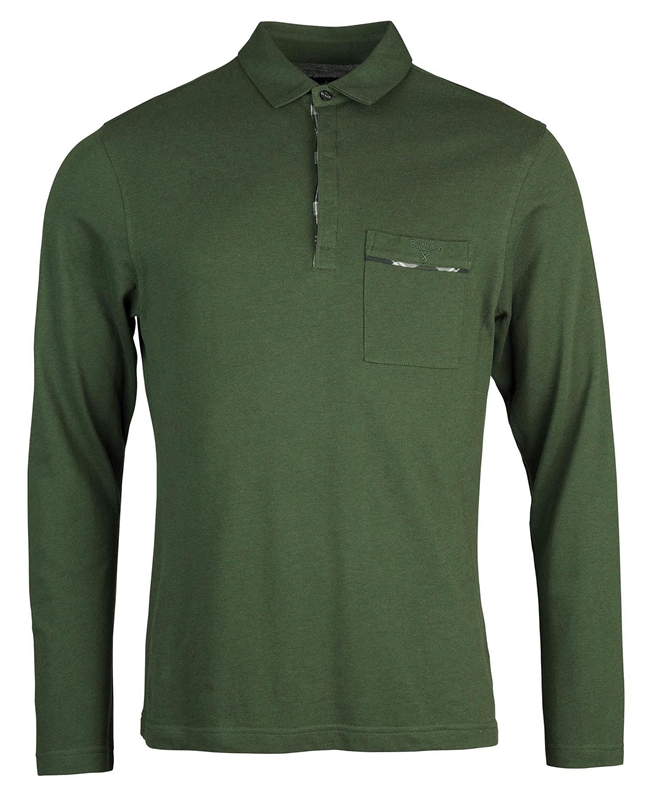 Barbour Adie Long Sleeve Polo shirts Herren Grün | OLPAGM-437