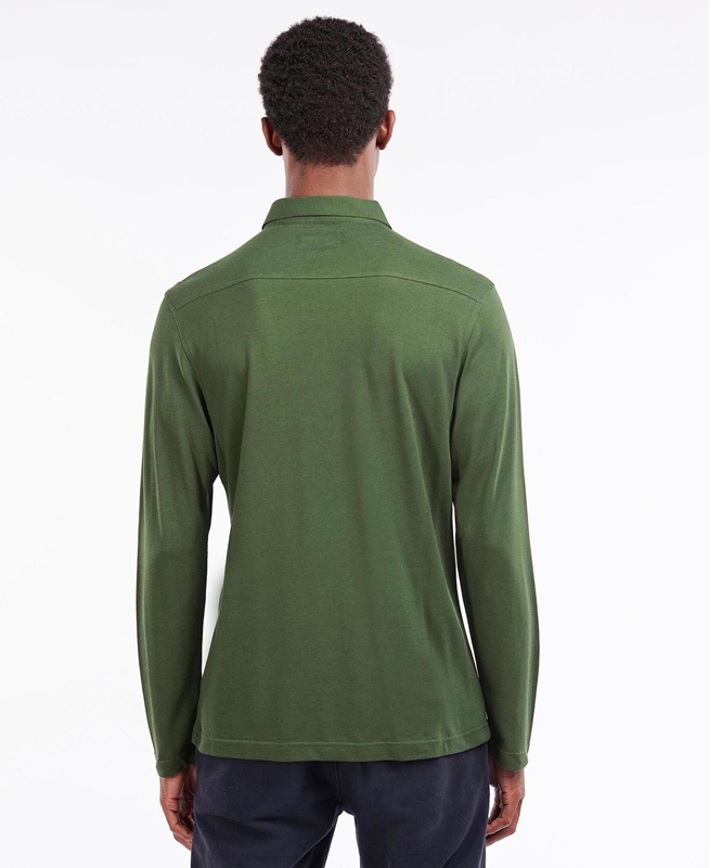 Barbour Adie Long Sleeve Polo shirts Herren Grün | OLPAGM-437