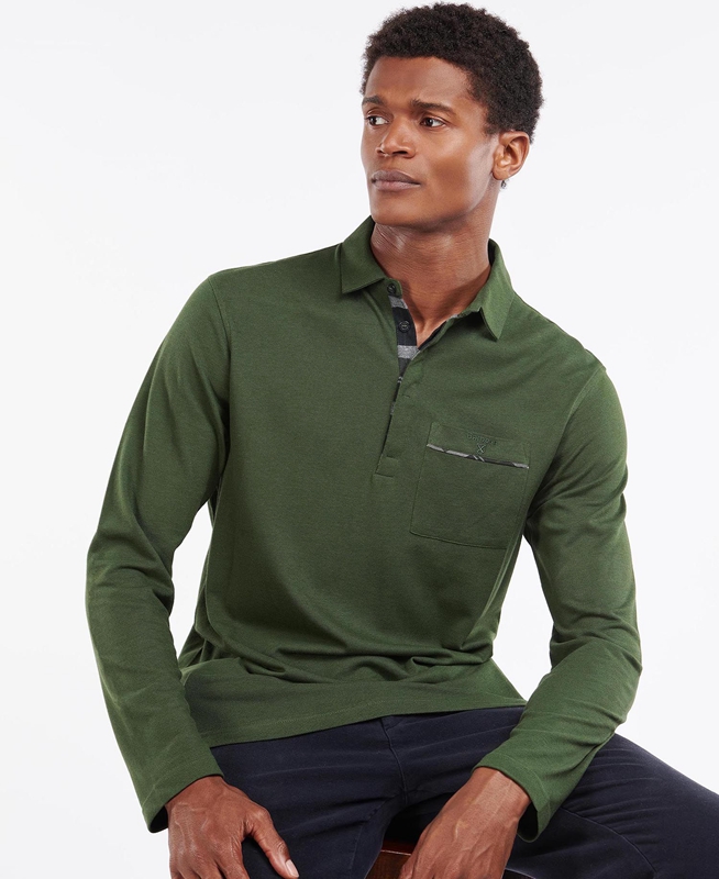 Barbour Adie Long Sleeve Polo shirts Herren Grün | OLPAGM-437