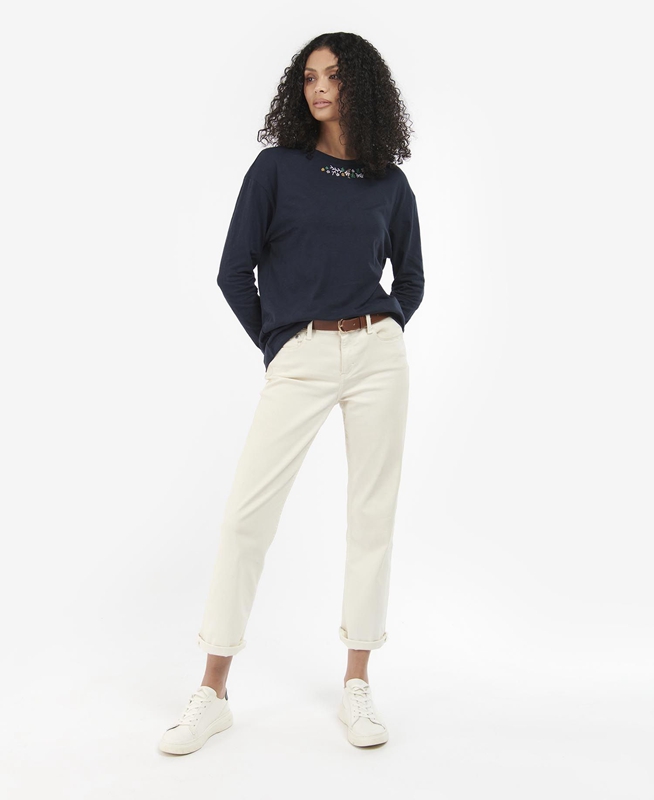 Barbour Amberley T-shirts Damen Navy | FCVSOB-495