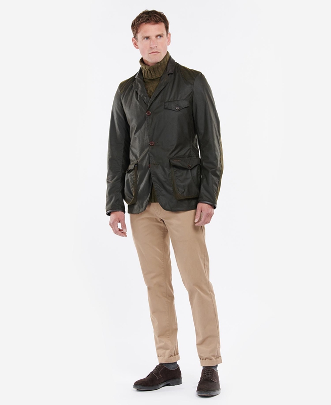 Barbour Beacon Sports Gewachste Jacke Herren Olivgrün | EQAMYB-397