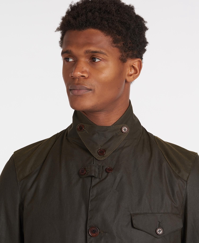 Barbour Beacon Sports Gewachste Jacke Herren Olivgrün | EQAMYB-397