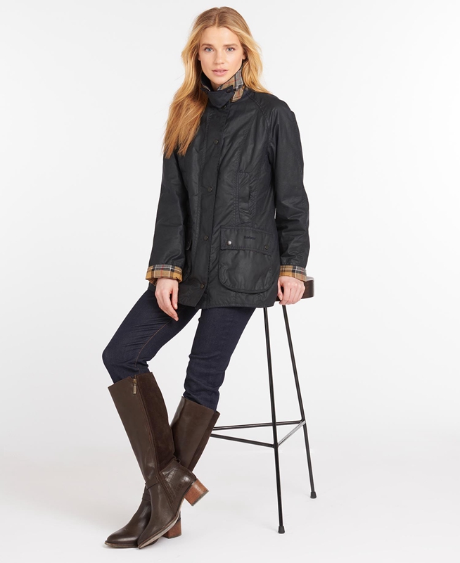 Barbour Beadnell® Gewachste Jacke Damen Navy | BMLWIS-692