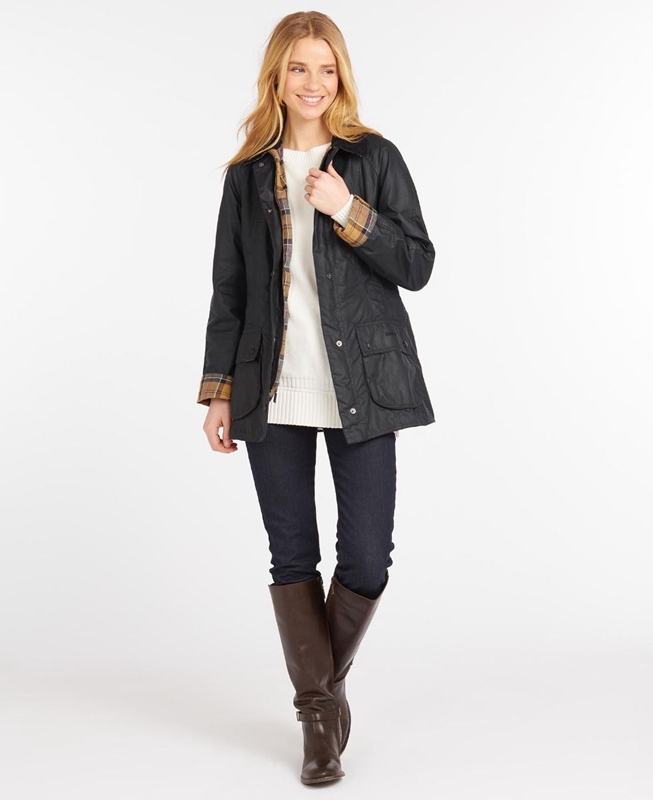 Barbour Beadnell® Gewachste Jacke Damen Navy | BMLWIS-692