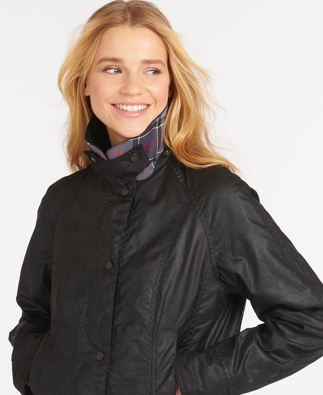 Barbour Beadnell® Gewachste Jacke Damen Schwarz | EOZCRH-213