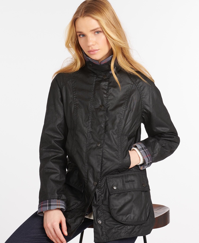 Barbour Beadnell® Gewachste Jacke Damen Schwarz | EOZCRH-213