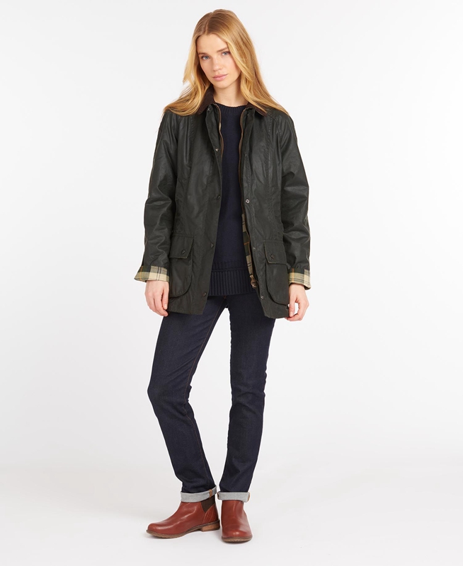 Barbour Beadnell® Gewachste Jacke Damen Schwarz | ZKQGFL-671