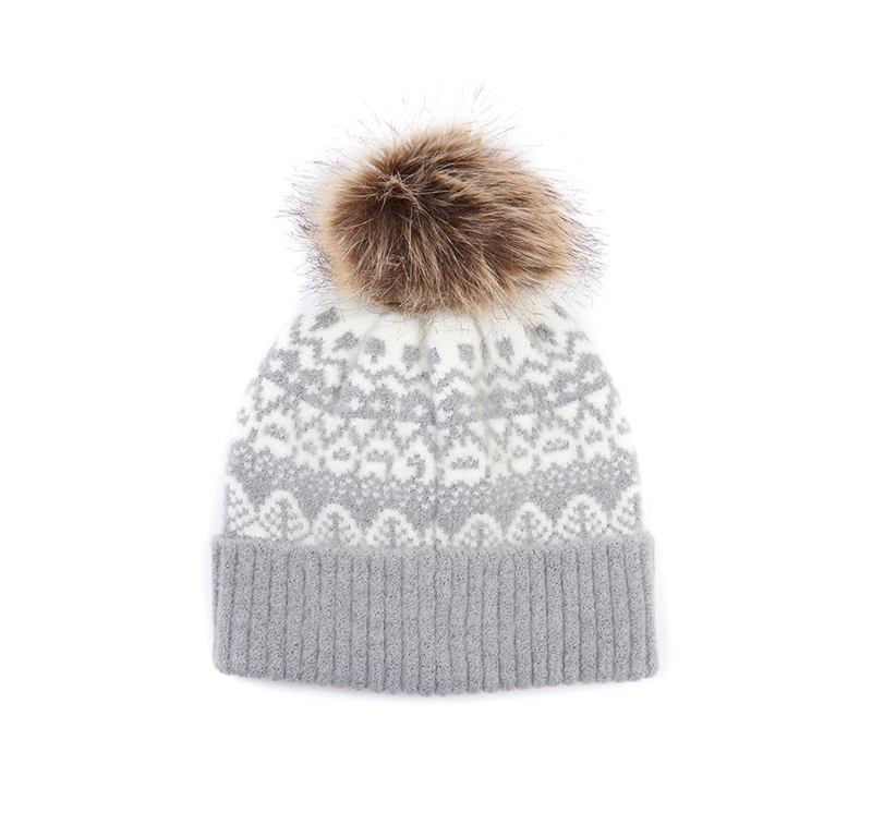 Barbour Beanie Alpine Fair Isle Pom Hüte Damen Grau | KNUZAG-501