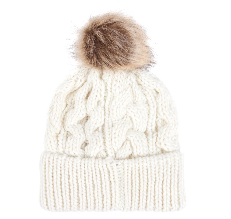 Barbour Beanie Penshaw Cable Hüte Damen Weiß | LUPQJB-216