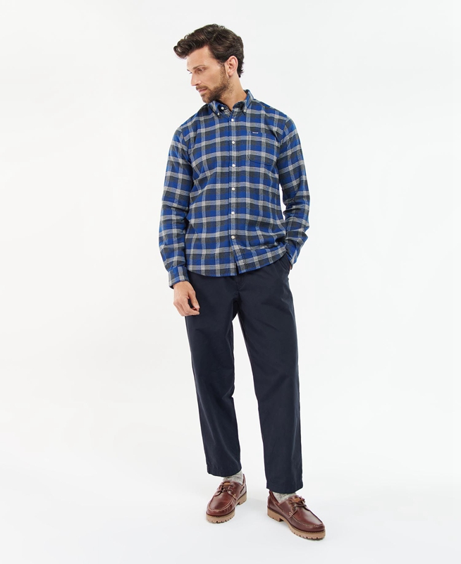 Barbour Brockwell Tailored Fit Hemd Herren Blau | SORULT-402