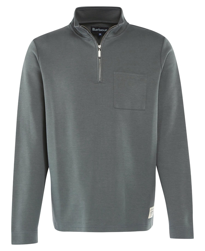 Barbour Broughton Half Zip Sweatshirts Herren Grau | JXDIBV-239