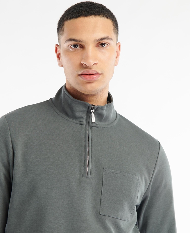 Barbour Broughton Half Zip Sweatshirts Herren Grau | JXDIBV-239