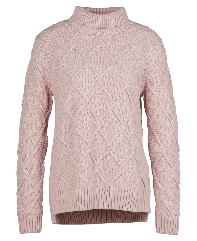 Barbour Burne Roll Neck Knit Pullover Damen Rosa | ZPJIAU-860