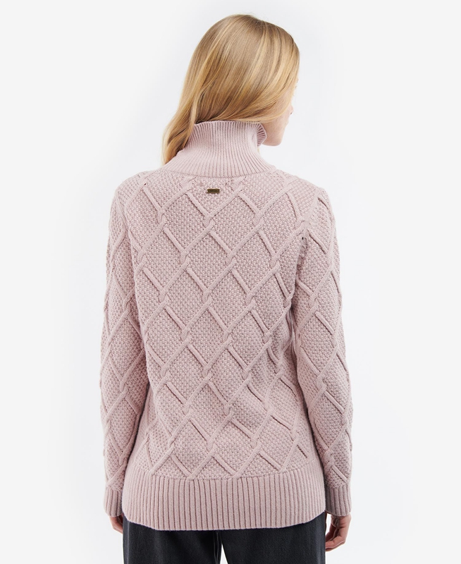 Barbour Burne Roll Neck Knit Pullover Damen Rosa | ZPJIAU-860