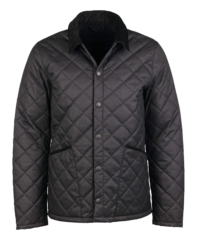 Barbour Checked Heron Steppjacke Herren Schwarz | JTLWKP-572