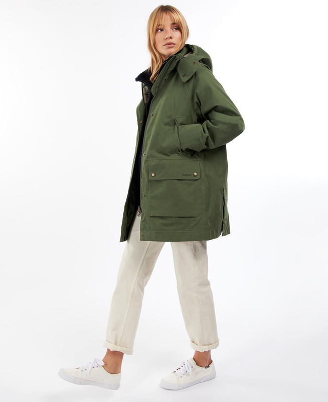 Barbour Clary Wasserdichte Jacke Damen Grün | FUQGBN-905