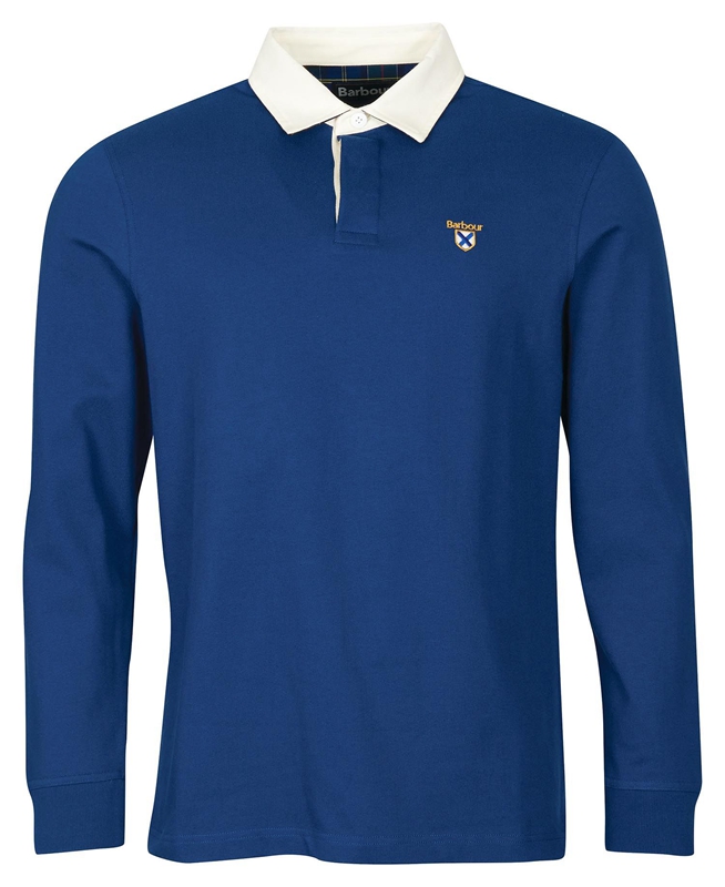 Barbour Crest Rugby Top Polo shirts Herren Blau | VZDAHT-634