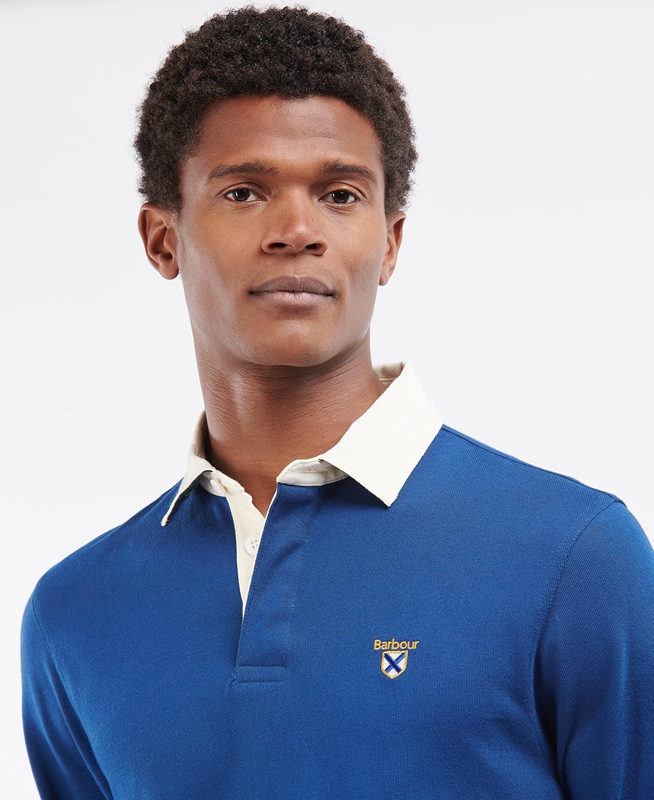 Barbour Crest Rugby Top Polo shirts Herren Blau | VZDAHT-634