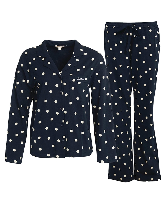 Barbour Dotty PJ Set Nachtwäsche Damen Navy | XTPMGN-130