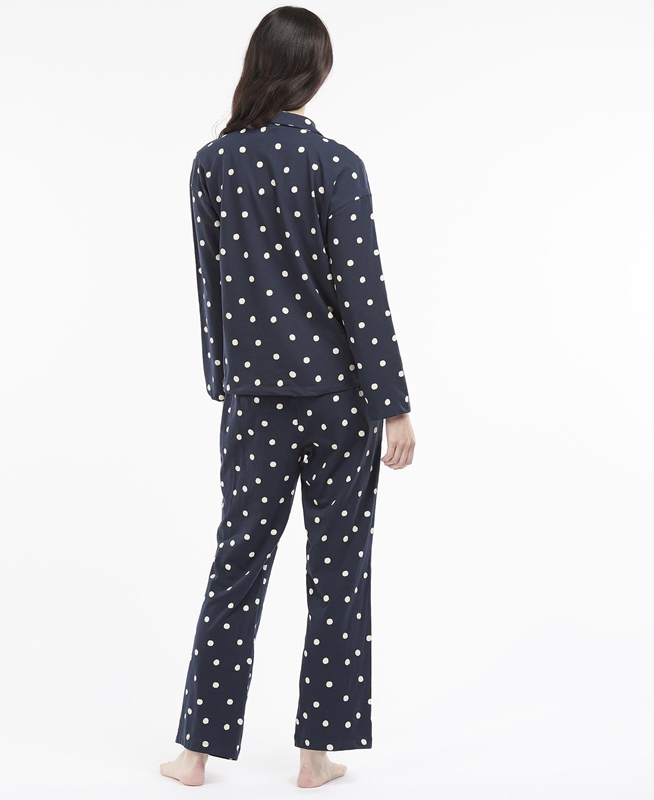 Barbour Dotty PJ Set Nachtwäsche Damen Navy | XTPMGN-130