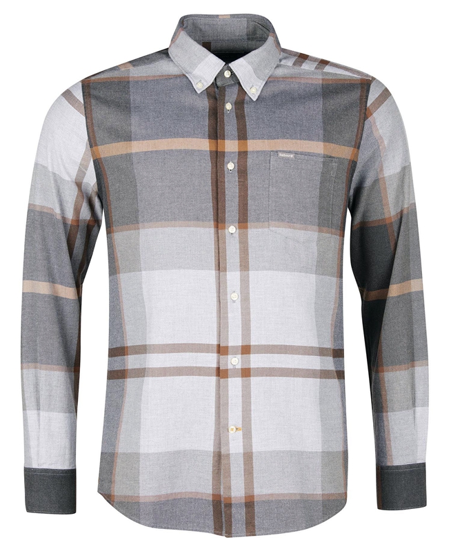 Barbour Dunoon Taillored Hemd Herren Grau | ZHPBKF-807