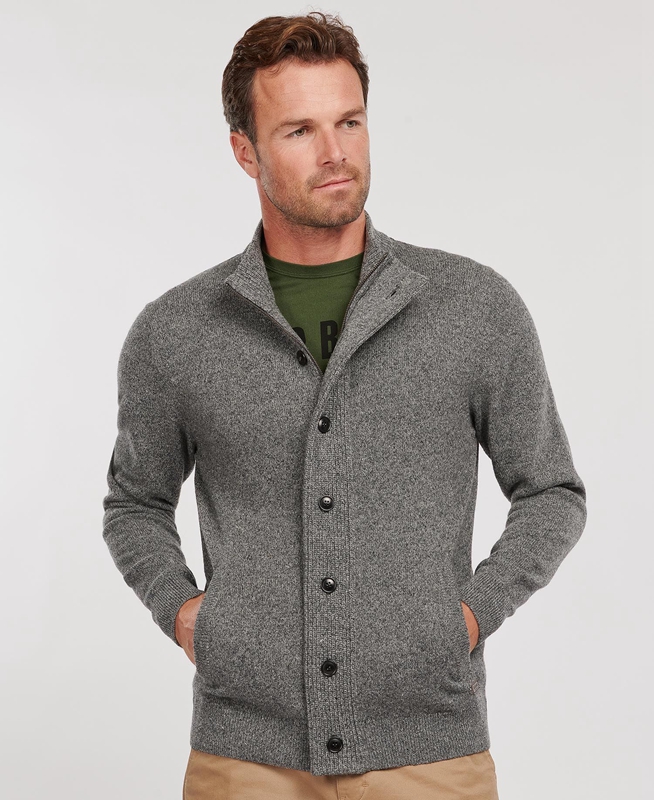 Barbour Essential Cardigan Tisbury Zip Through Pullover Herren Grau | WYTLRP-408