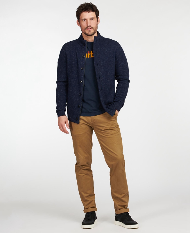 Barbour Essential Cardigan Tisbury Zip Through Pullover Herren Navy | XKFSOC-538