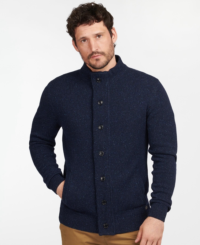 Barbour Essential Cardigan Tisbury Zip Through Pullover Herren Navy | XKFSOC-538