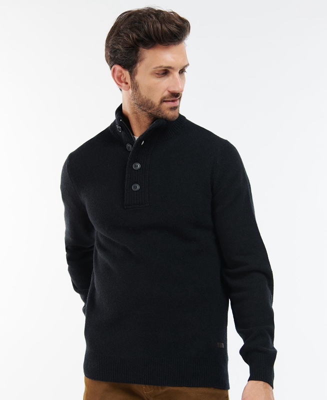 Barbour Essential Elbow Patch Pullover Herren Schwarz | GECDQU-079