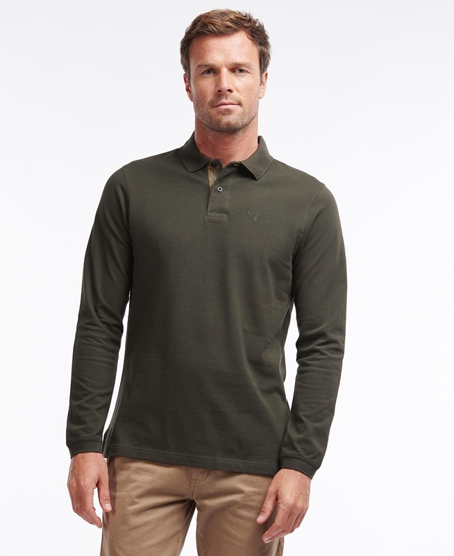 Barbour Essential Langarmshirt Sports Polo shirts Herren Grün | WZOTEV-264