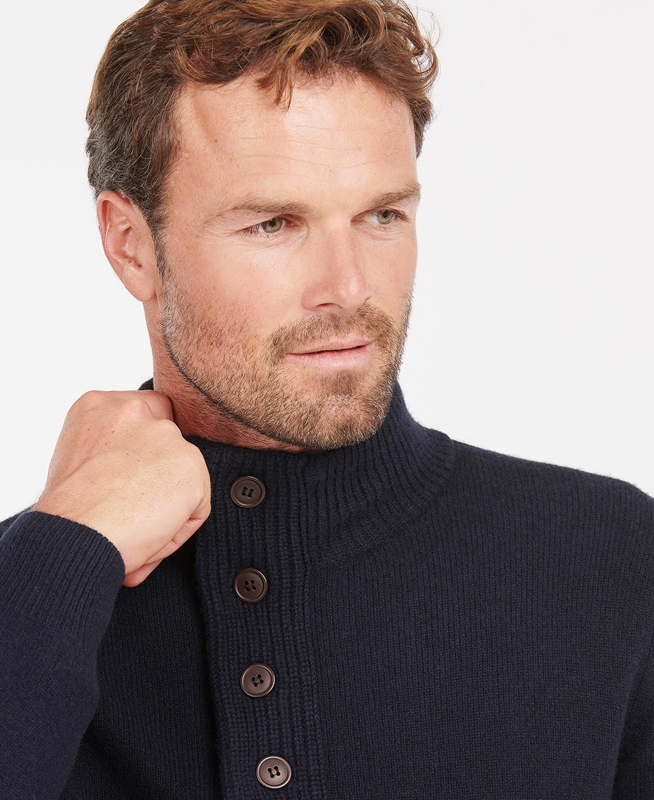 Barbour Essential Patch Half Zip Pullover Herren Navy | GIFSUW-103