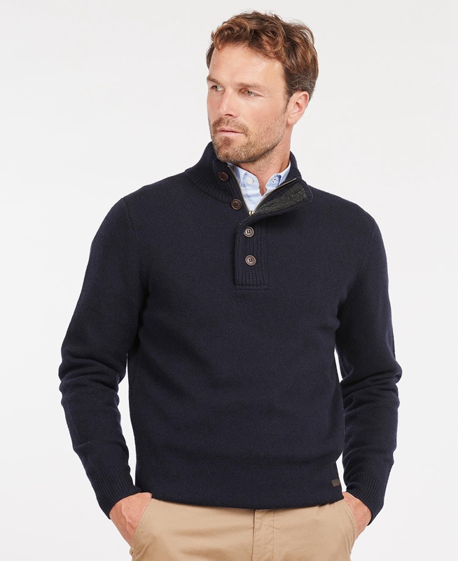 Barbour Essential Patch Half Zip Pullover Herren Navy | GIFSUW-103