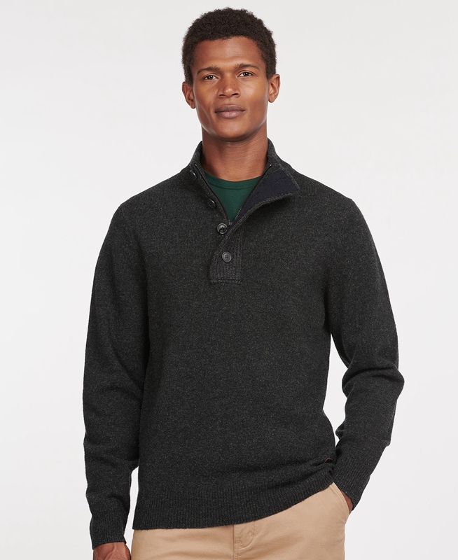 Barbour Essential Patch Half Zip Pullover Herren Schwarz | ODBHKL-813