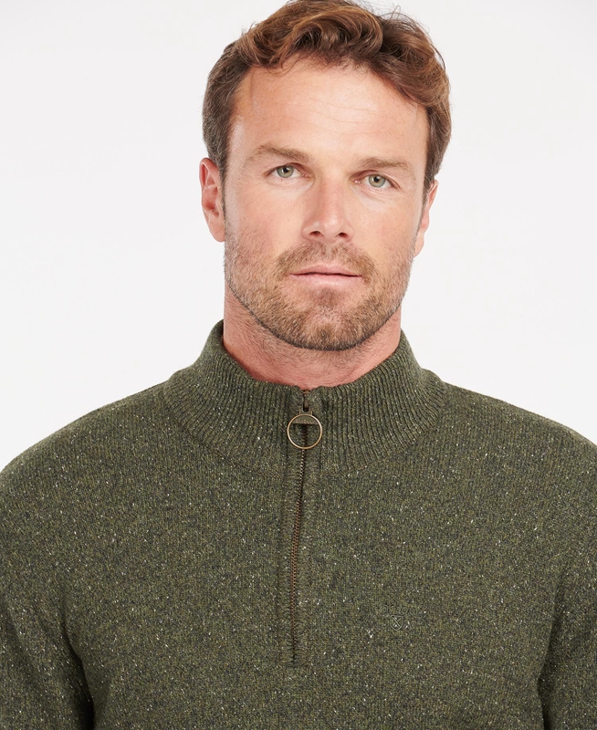 Barbour Essential Tisbury Half Zip Pullover Herren Olivgrün | ILXRPT-856