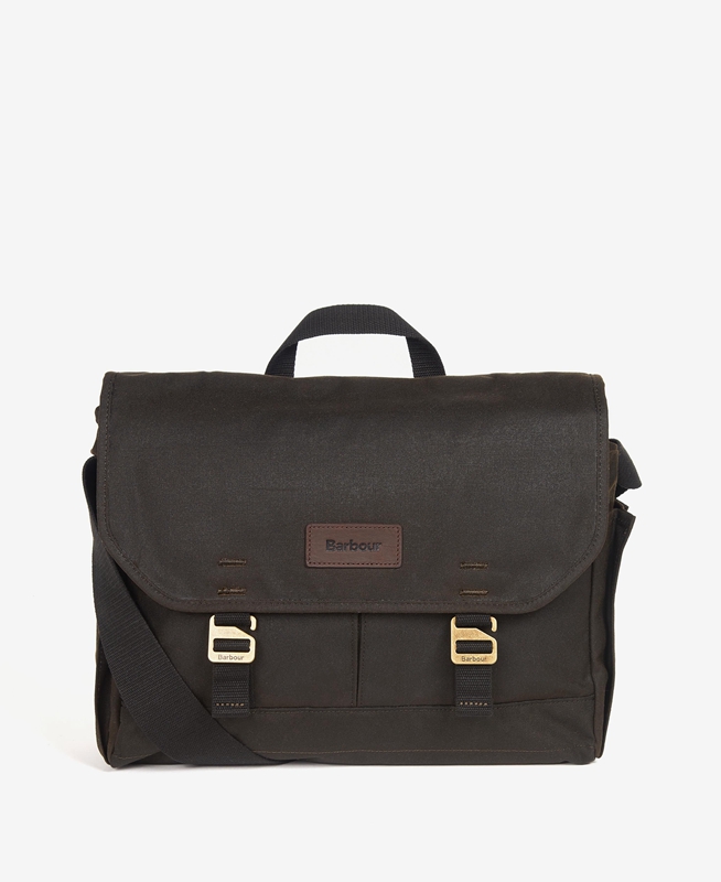 Barbour Essential Wax Messenger Tasche Herren Olivgrün | QROCIZ-256