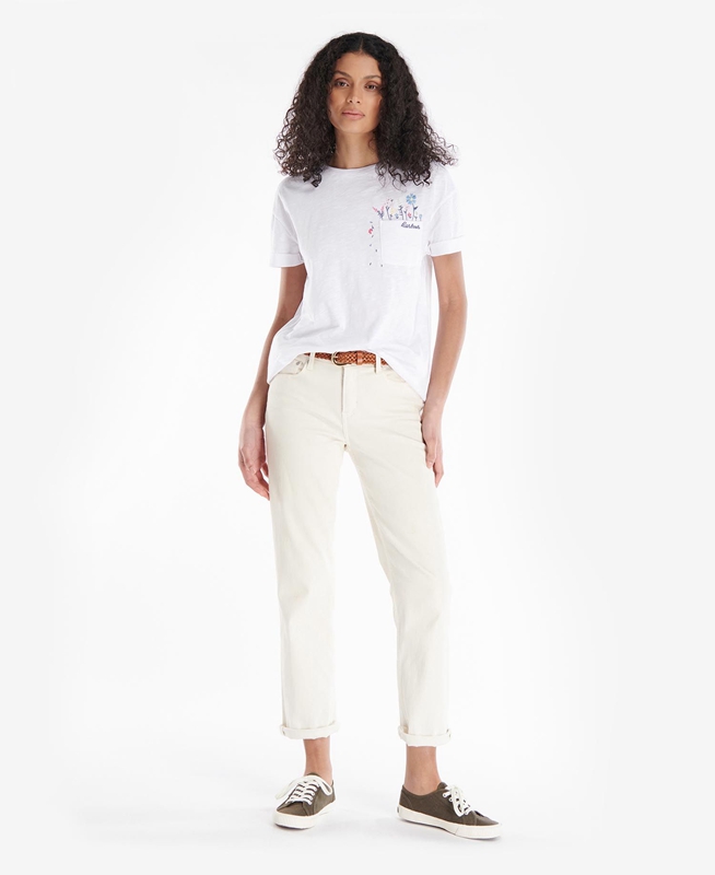 Barbour Evergreen T-shirts Damen Weiß | KLGNTM-597