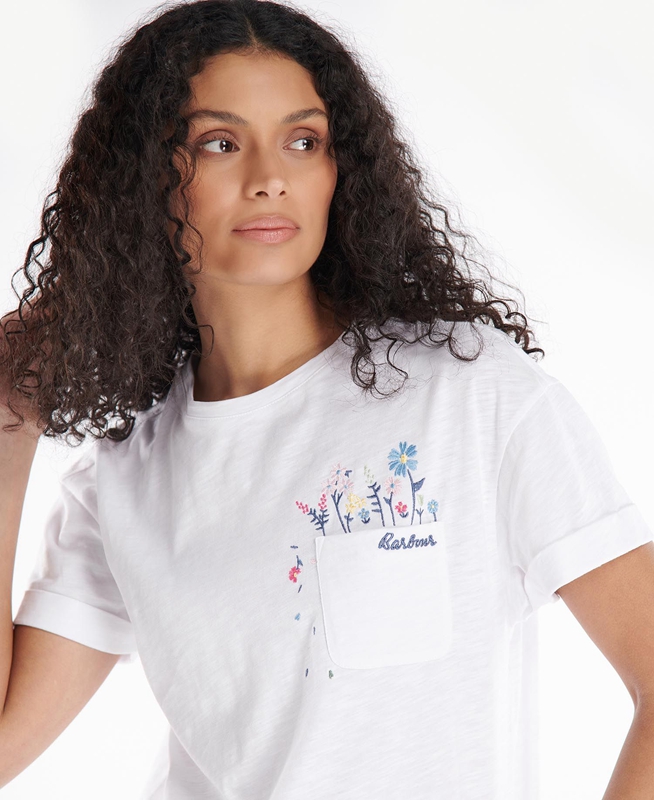 Barbour Evergreen T-shirts Damen Weiß | KLGNTM-597